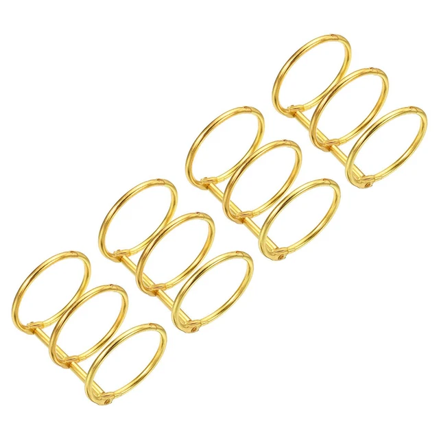 1.18" Diá 3 Anillos de Libro, 4pzs Metal Carpeta Anillos Desmontable Dorado Tono