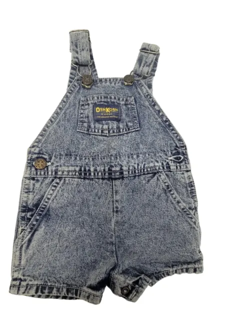 Oshkosh B’gosh 12 Months Acid Wash Overalls Vestbak Shorts Unisex Baby Vintage