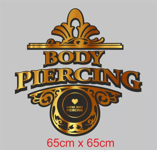 Body Piercing Stickers Window Custom Logo Sign Decal Salon 65cm x 65cm