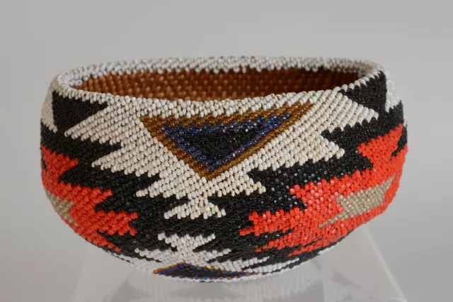 Paiute Beaded Basket; early 20th century;  2 3/4" H x 5 3/8"D 2