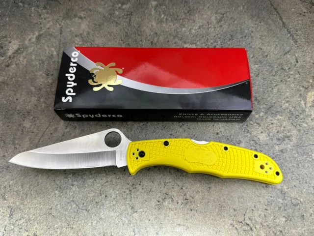 Spyderco Pacific Salt 2 Folding Knife C91PYL2 Plain Edge H-2 Steel Blade Yellow