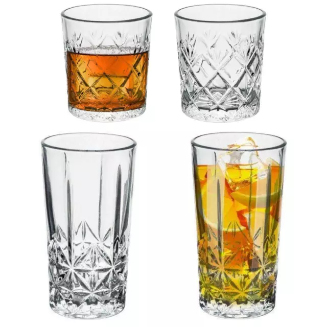 Set of 4 Whisky Glasses Scotch Vodka Cocktail Drinking Kitchen Glassware Tumbler