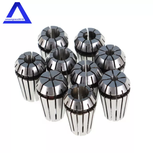 9Pcs ER16 1/8 - 3/8" Spring Collet For CNC Milling Lathe Tool Engraving Machine