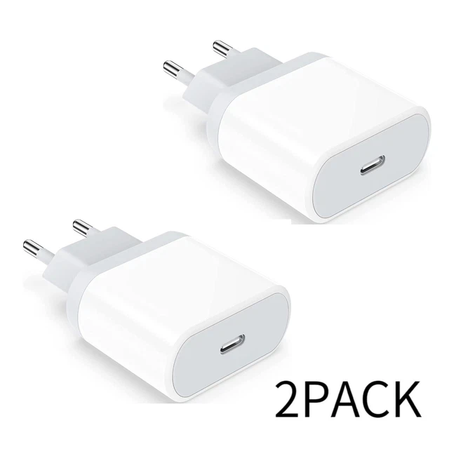 2PACK Fast Charging USB C Wall Charger for iPhone European Travel Plug Power