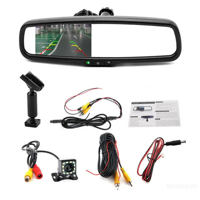 4.3inch Reversing Dimming Rear View Mirror Monitors W/LED Camera Night Vision×1