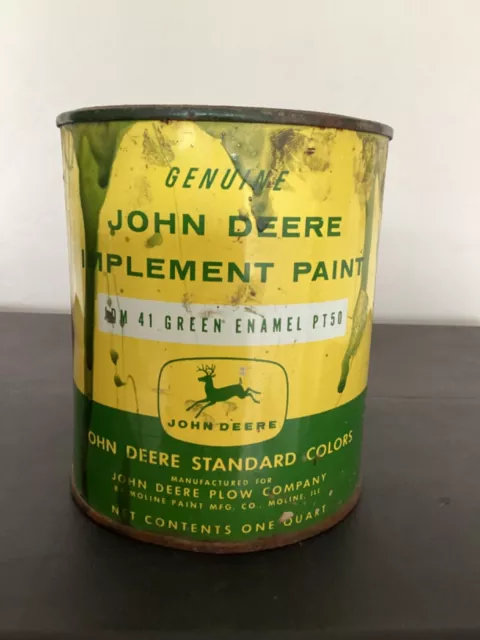 Vintage John Deere Implement Oil Paint Tin JD Tractor Quart Can 4 Legged Logo