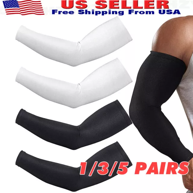 5 Pairs Cooling Arm Sleeves Cover UV Sun Protection Sports Outdoor For Men Women