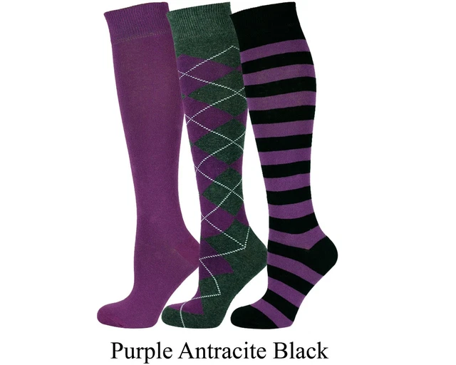 Mysocks Unisexe Hauteur Genou Argile, Uni, Motif Rayure Combinaison 3 Paire