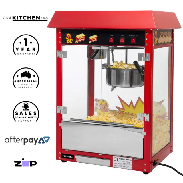 Popcorn Machine 8oz - Warmer Deck 1.35kW - Commercial Maker Popper
