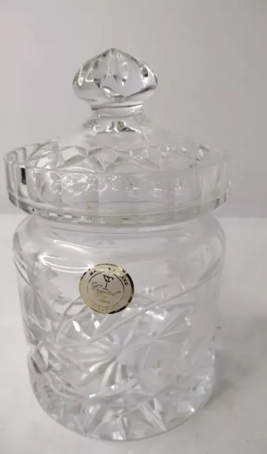 Clear Etched Grapes & Vine Cut Crystal Biscuit/Cookie /candy Jar Made in Poland!