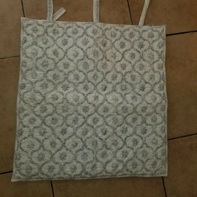 Pottery Barn "White w/Blue Floral" Quilted Euro Pillow Sham