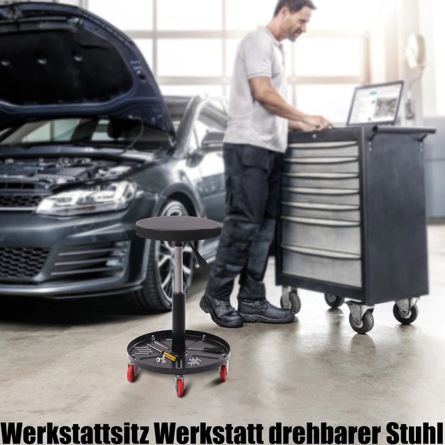 DE!Werkstattsitz Werkstatt drehbarer Stuhl Hocker Werkstatthocker Werkstattstuhl