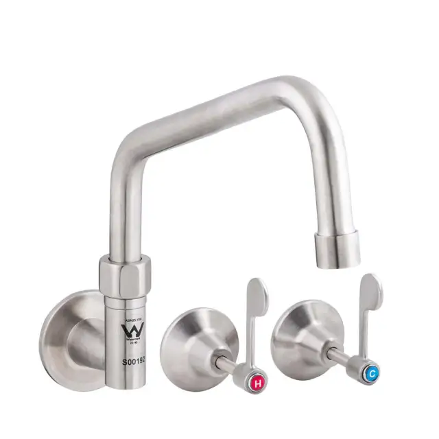 3Monkeez Stainless Steel Wall Stops and Elbow with Spout - 8" Spout