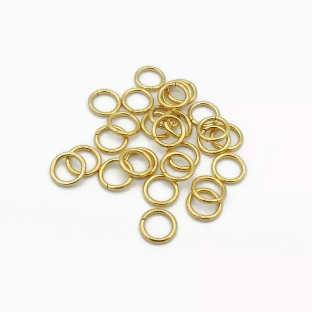 100 x Gold Tone Stainless Steel 7mm x 1mm Jump Rings - Machine Cut