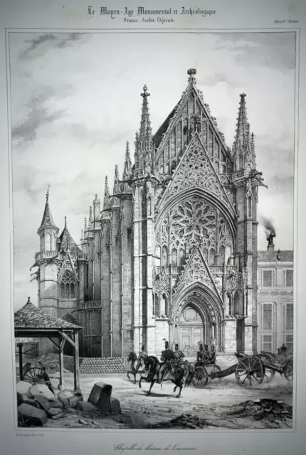 CHAPEL CHATEAU VINCENNES Val de Marne LITHOGRAPH Guesdon HAUSER XIX°