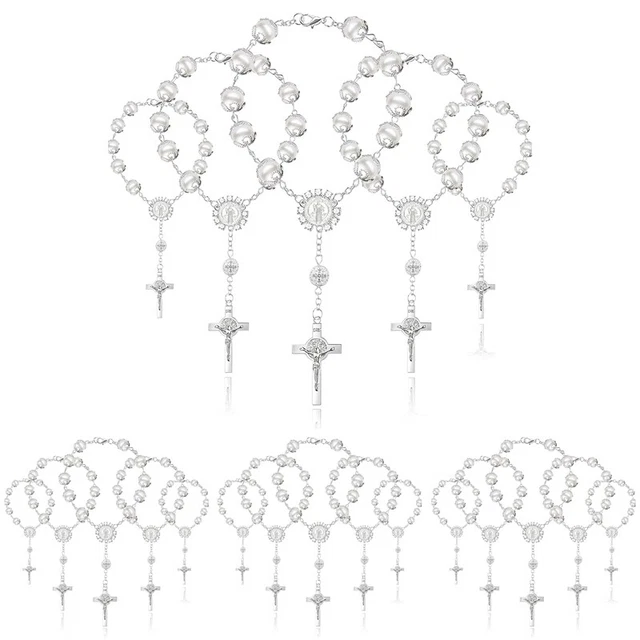 Pulsera de Rosario para Bautismo de 20 Piezas, Pulsera con Colgantes de CrucifP1