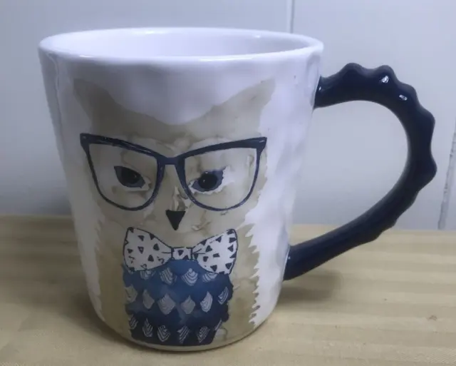 Pier 1 BIG Coffee Mug Owl Owling Like A Boss Hand Painted Ironstone 16oz/2 cups