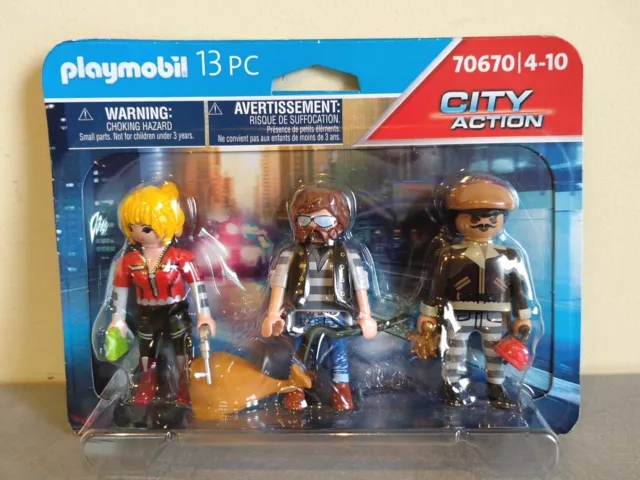 Playmobil City Action 70670 lot de 3 figurines voleurs, bandits, or  NEUF SCELLE