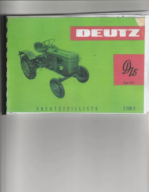 Catalogue de piéces pour tracteur deutz D 15