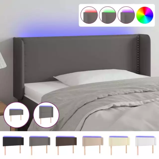 Cabecero con LED Cabezal Tapizado de Cama Dormitorio Cuero Sintético vidaXL