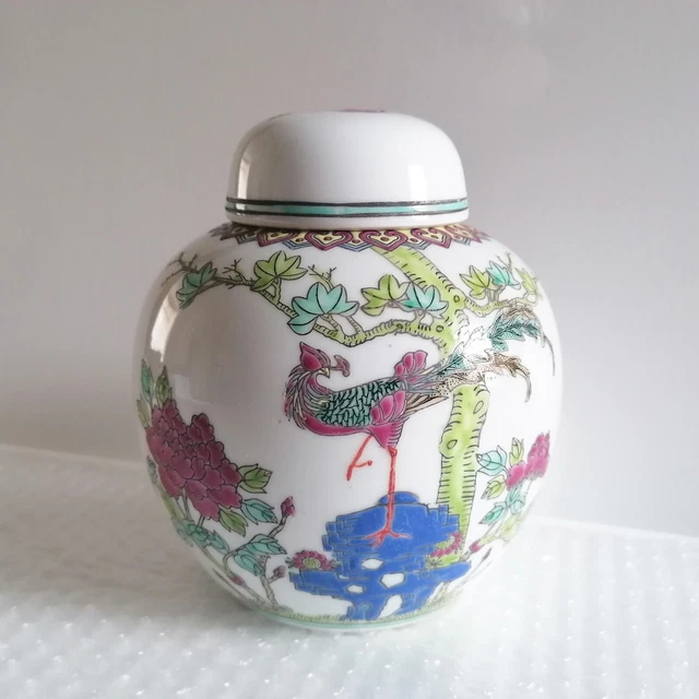 ANTIQUE CHINESE REPUBLIC Porcelain Famille Rose Ginger Jar Vase With