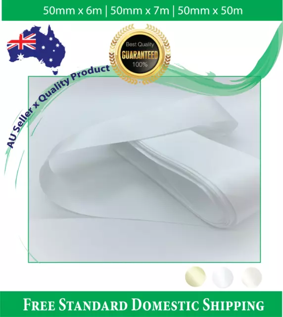 Satin Ribbon White Ivory Double Sided Faced Decorate Wedding Car 50mm x 6m Flat