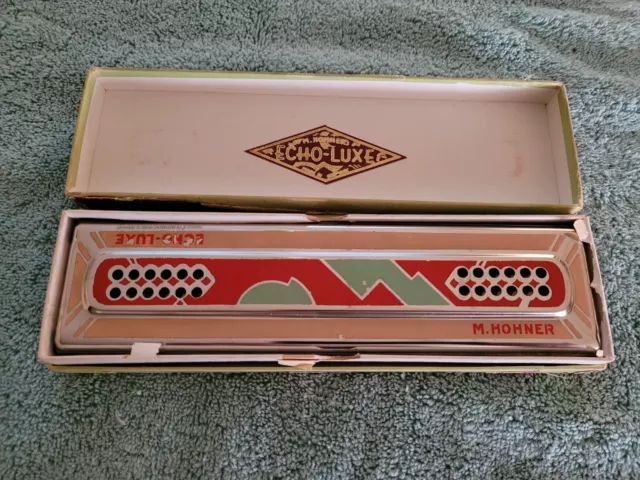 Vintage M Hohner Echo Luxe Harmonica Key C-G Made In Germany Nice Vintage M Hohner Echo Luxe Harmonica Key C-G Made In Germany Nice