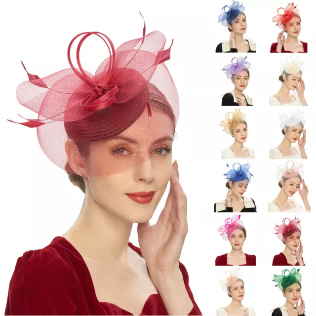 Fascinator Hat Alice Headband Tea Party Ladies Day Headband Feathers Hair Clip