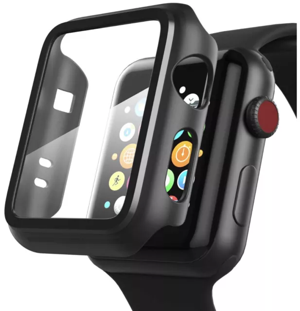 Hülle Case Displayschutz für Apple Watch Serie 1/2/3/4/5 Full Cover Hartglass DE