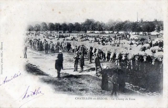 CPA 40 CHATILLON IN BAZOIS LE CHAMP DE FAIR (back not divided) (animated CPA)