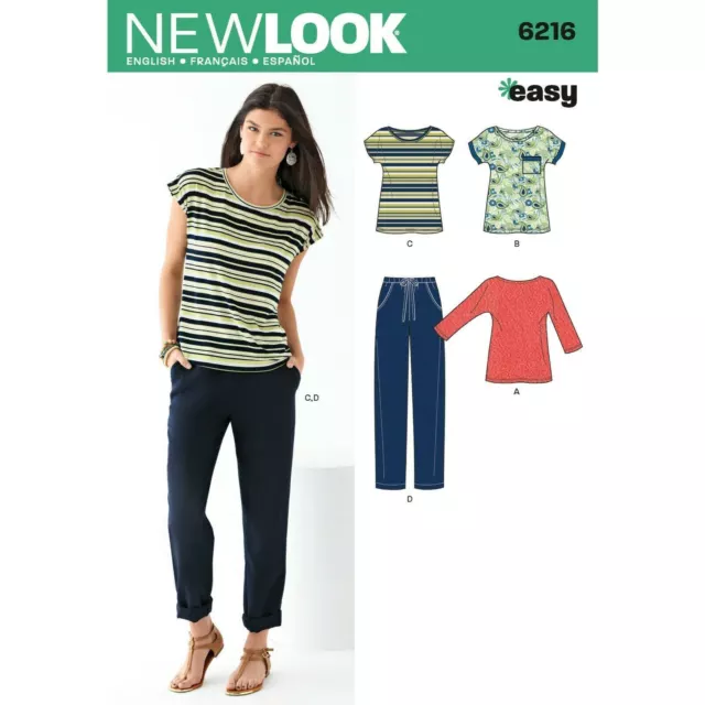 New Look Sewing Pattern 6216 Misses 8-18 Easy Pull-on Pants, Top and T-Shirt