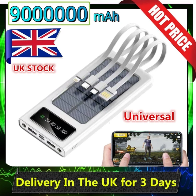 Solar Power Bank 9000000mAh Mobile Portable Battery Pack Fast Charging Charger