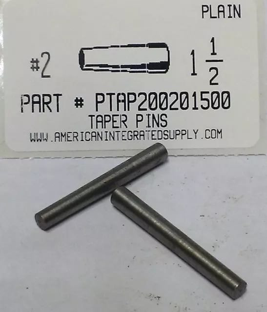 #2X1-1/2 Taper Pin Steel Plain .193" Large End Diameter (5)