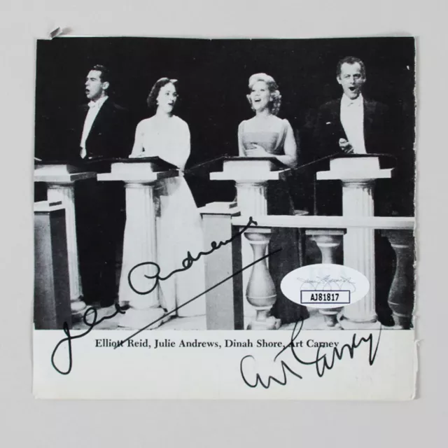 Julie Andrews Signed Photo w/ Art Carney On Dinah Shore Show – COA JSA Julie Andrews Signed Photo w/ Art Carney On Dinah Shore Show – COA JSA