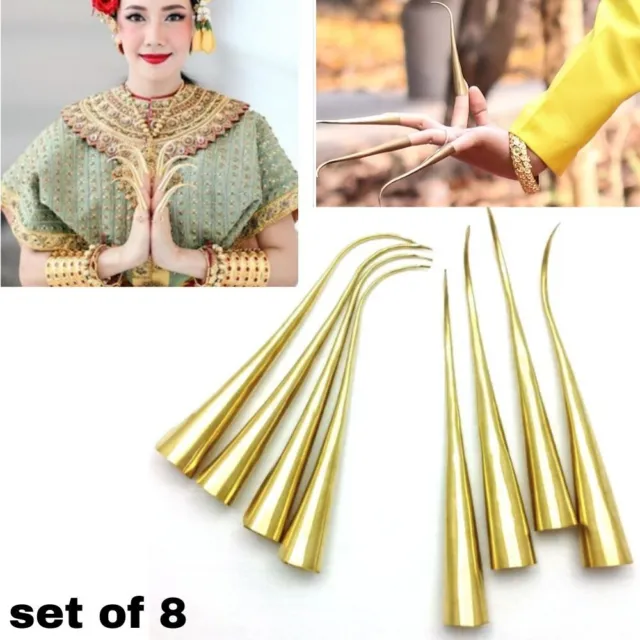 Belly Dance Brass Claw Nails Thai Fingers Dance Thailand Set of 8