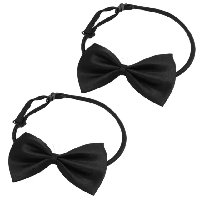 2 Pcs Black Adjustable Dog Pet Puppy Grooming Necktie Bowtie