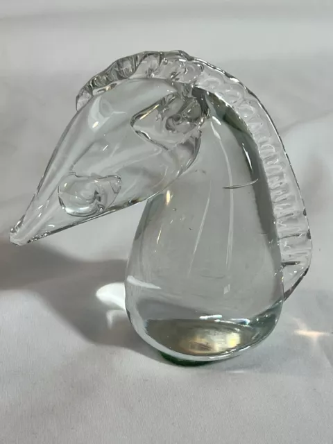 Vintage Art Glass Horse Head Paperweight Good Used Condition