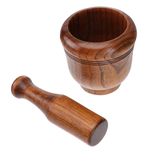 Mörser Und Stößel Aus Holz 15cm - Traditionelles Thai-Küchenwerkzeug