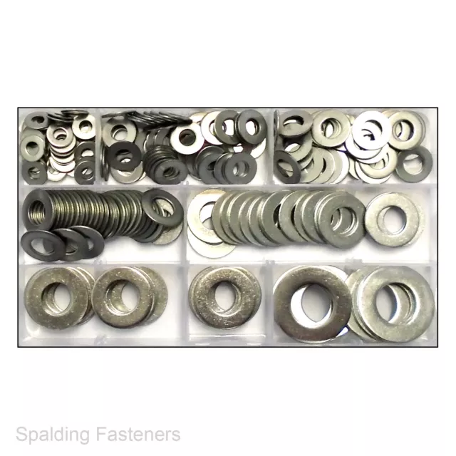 Assorted A2 Stainless Steel Imperial Flat Washers 1/4",5/16",3/8",7/16",1/2",5/8