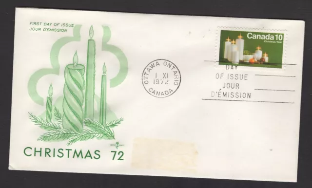 Canada 1972 10c Christmas #608 FDC Rosecraft-C cachet addressed