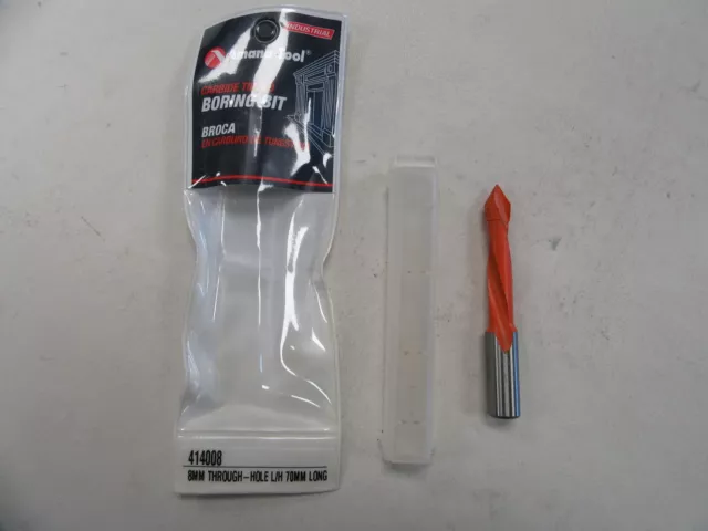 Amana Tool Carbide Tipped Boring Bit Lh 8Mm V-Pt Cnc Orange / Silver 414008