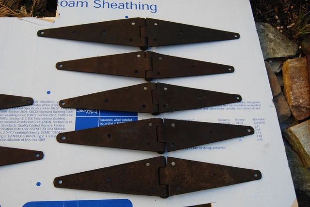 Lot of Old Large Rusty Barn Door Shed Strap Hinges - 5 full, 2 1/2 hinges 7