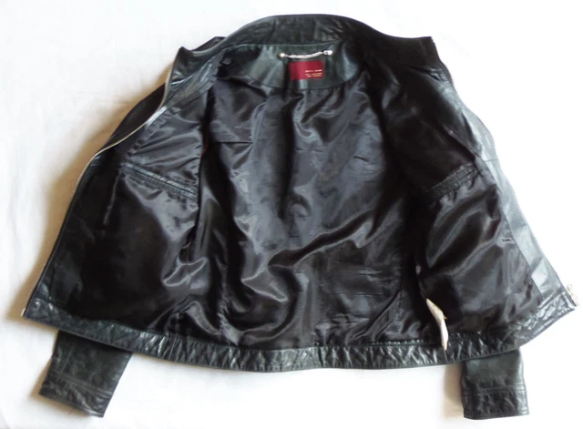 .Zara Man 100% Autentica Cazadora Negra Piel Cremalleras  Bolsillos Talla  M? 3