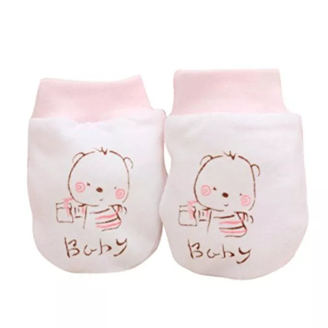 Baby 2 Pairs Anti Scratch Mittens  Cotton Newborn Boy Girl Mitts Soft Gloves
