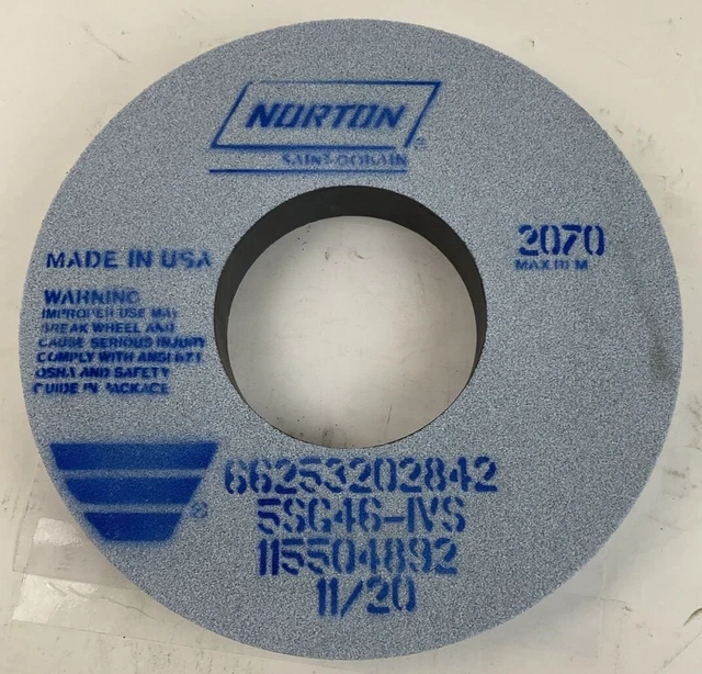 Norton 66253202842 Grinding Wheel 5Sg46-Ivs 2070 Max Rpm Box Of 2