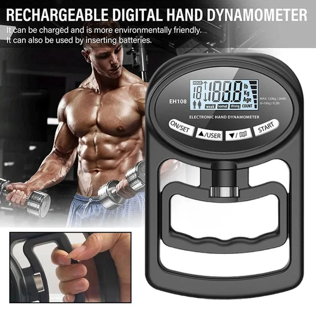 Dynamomètre De Force De Préhension Numérique - Capacité 265 Lbs (120 Kg) - Affichage Digital - Pour Fitness, Rééducation