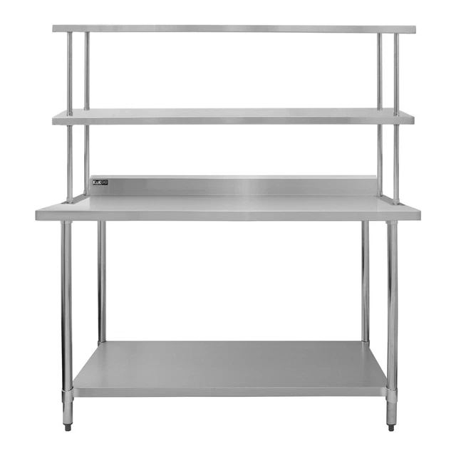 Double Over-Shelf & Catering Bench 5ft Kitchen Prep Stainless Steel Table