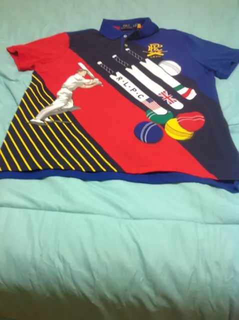 Polo Ralph Lauren Polo Shirt Mens XL Cricket Print RLPC USA Stadium Bayport