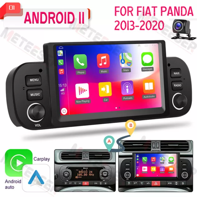 Hikity Autoradio Android 11 2 Din 6.2 pour Fiat Panda 2013-2020 1 + 16G  Carplay Android Auto GPS Wifi Bluetooth FM AHD Hifi SWC