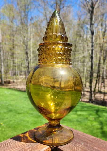 EAPG Antique Tiffin Dakota Amber Glass Apothecary Drugstore Globe Jar with Lid